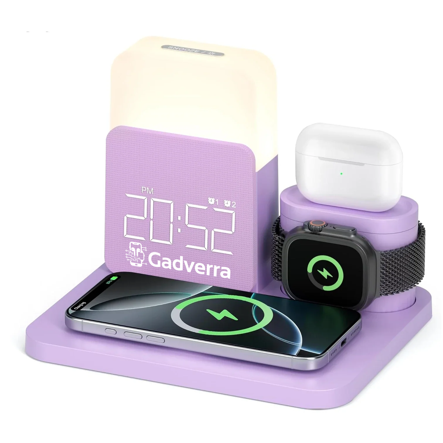Gadverra™ 7-in-1 MagSafe Alarm Clock Charger – Wireless Station