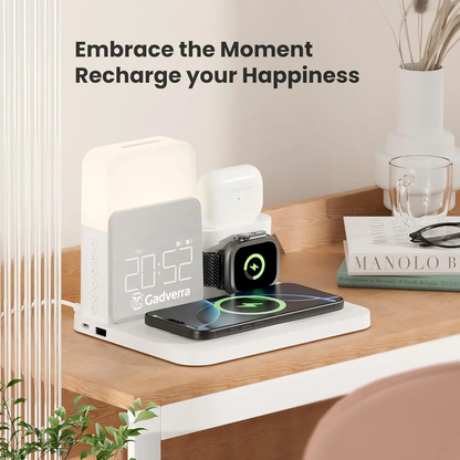 Gadverra™ 7-in-1 MagSafe Alarm Clock Charger – Wireless Station