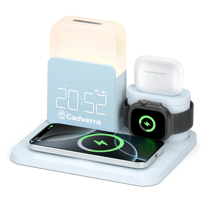 Gadverra™ 7-in-1 MagSafe Alarm Clock Charger – Wireless Station
