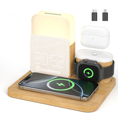Gadverra™ 7-in-1 MagSafe Alarm Clock Charger – Wireless Station