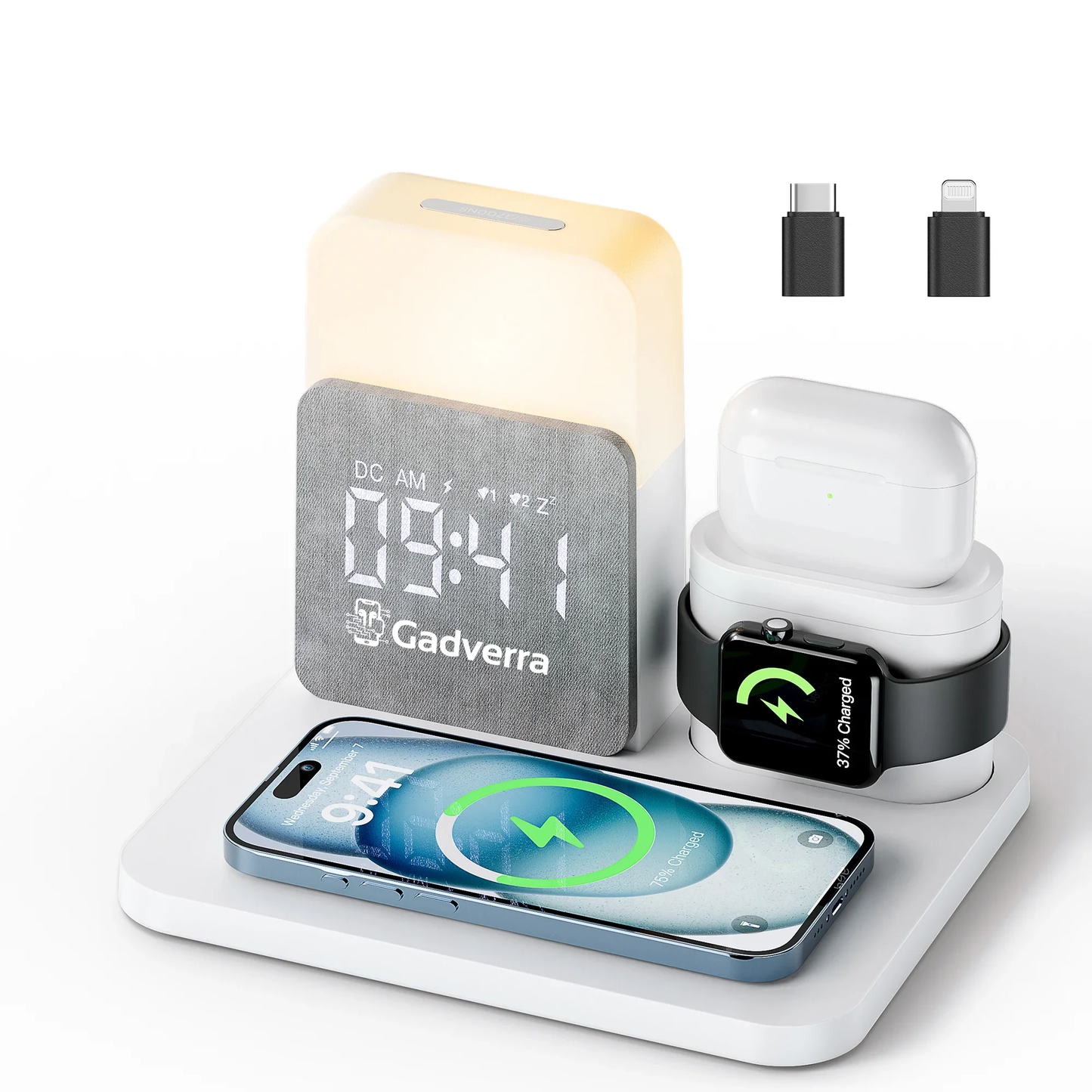 Gadverra™ 7-in-1 MagSafe Alarm Clock Charger – Wireless Station
